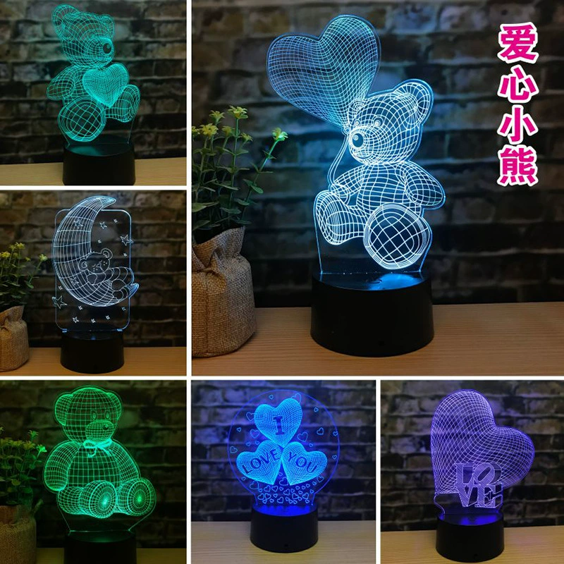 Трехмерная ночная подсветка для подруги для кормления грудью, 3D, с маленькими медведями, подарок на день рождения