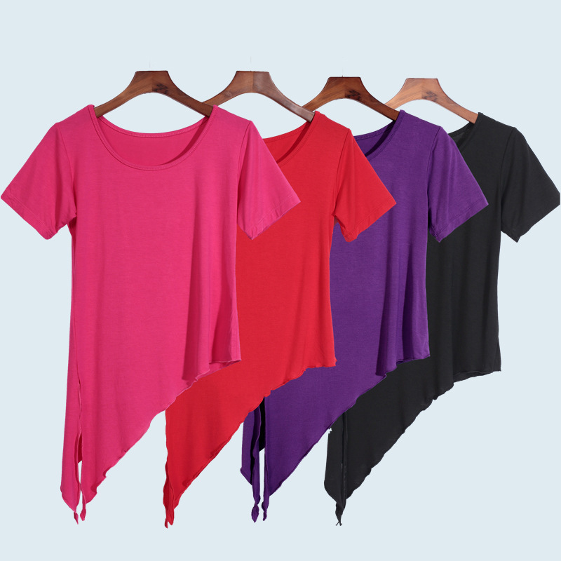 Modern Dance Practice Clothes for Women, Spring and Summer Yoga Clothes, Modal Training Clothes, Slit Irregular Top B03 Breathable