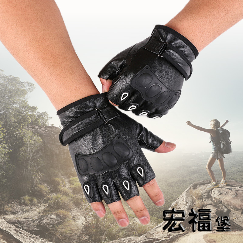 Deportes ciclismo medio dedo guantes nuevos hombres y mujeres moda transpirable bicicleta táctica al aire libre fitness pu guantes de cuero