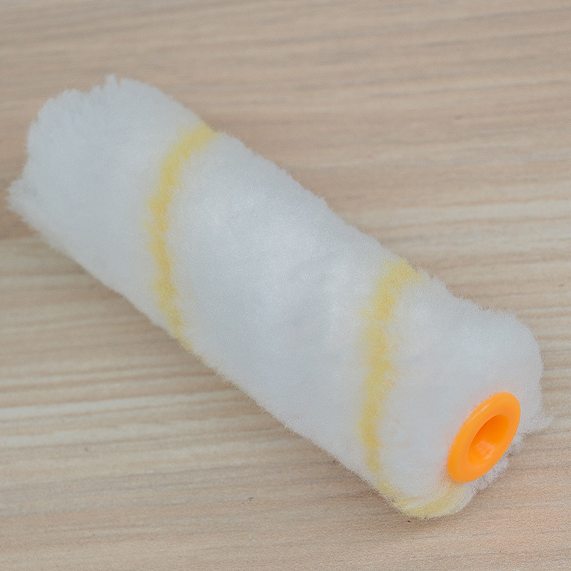 Cabeza de cepillo de rodillo Mini 4 pulgadas de fusión en caliente pulgar fondo blanco amarillo tira de rodillo cepillo de pintura cepillo de rodillo al por mayor