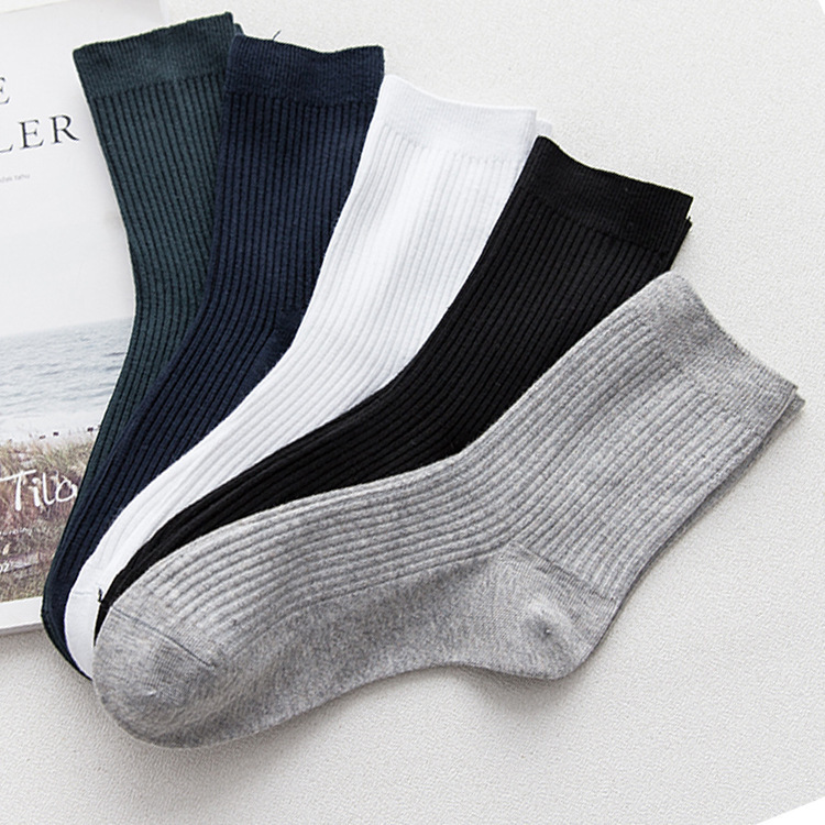 Socks Men's Four Seasons Mid-Tube Socks Cotton Business Men's Socks Striped Stockings Double Needle Cotton Socks Manufacturer Customized Wholesale
