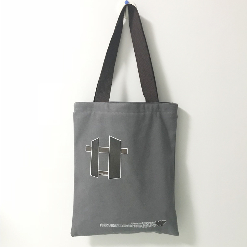灰色平纹16安有机棉帆布环保袋 可反复水洗不掉色的通勤棉布袋子
