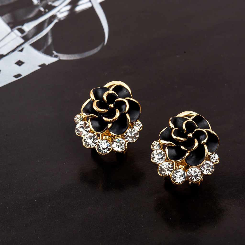 Pendientes de cristal de moda de estilo coreano Rosa peonía Camelia flor pendientes Yiwu pequeña mercancía al por mayor