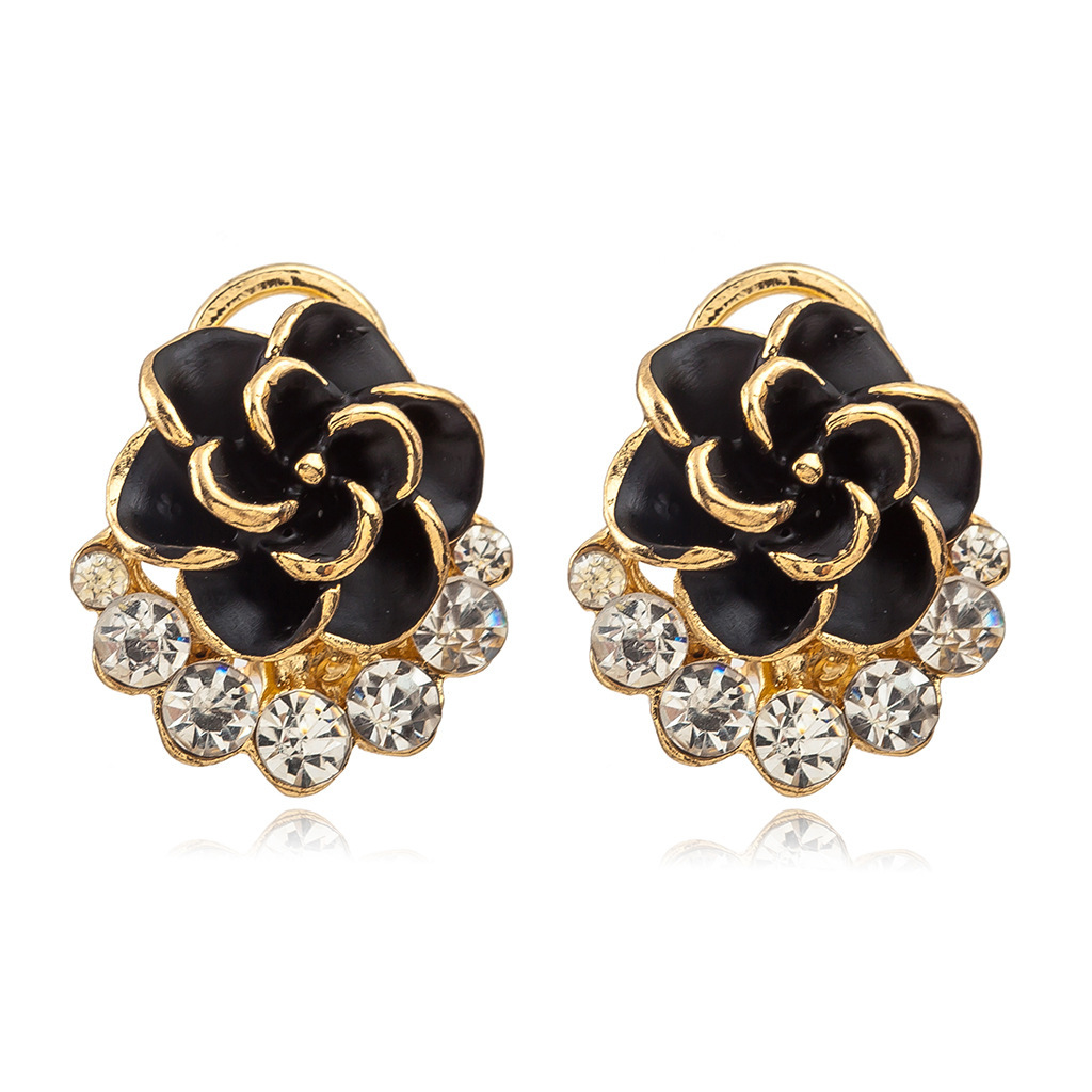 Pendientes de cristal de moda de estilo coreano Rosa peonía Camelia flor pendientes Yiwu pequeña mercancía al por mayor
