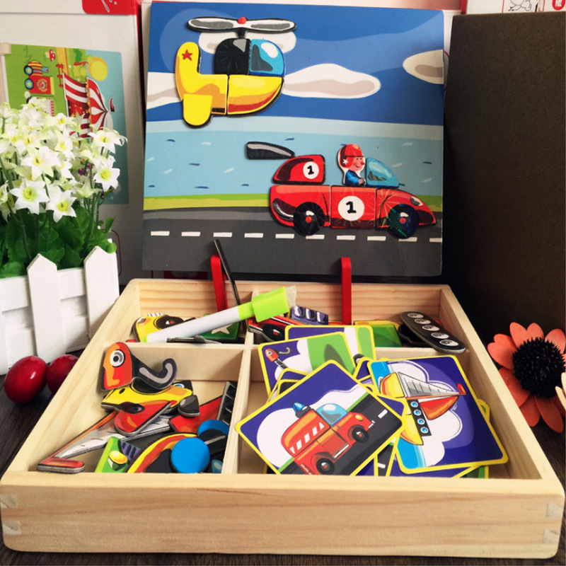 Rompecabezas de educación temprana para niños características faciales rompecabezas magnético pegatinas magnéticas que se cambian de ropa 3-6 años de edad juguetes de jardín de infantes Rompecabezas 2 al por mayor