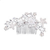 Silver metal drill for bride, hair accessory from pearl, hairgrip, accessories, flowered