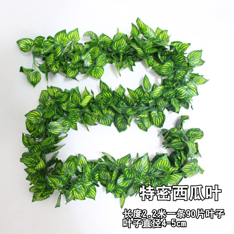 Venta al por mayor de simulación de hoja de uva escalada Tigre ratán Gecko hoja de simulación de plástico planta verde rábano hoja falsa flor decorativa vid