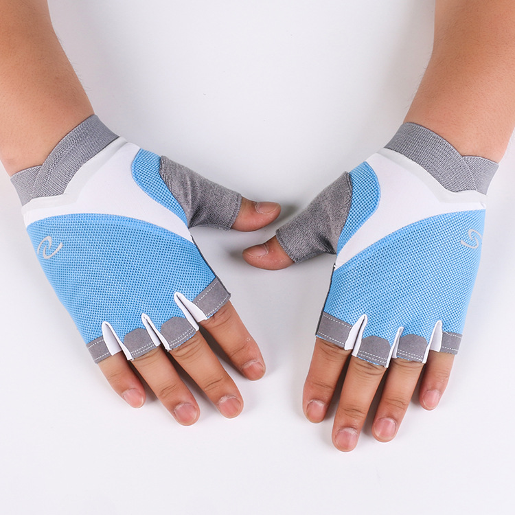 Hombres y mujeres guantes de fitness nueva yoga bicicleta deportes al aire libre ciclismo transpirable fino sol-prueba medio dedo guantes