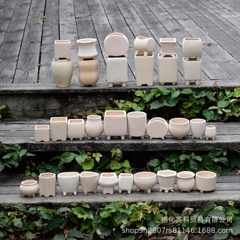 Manufacturer Wholesale Plain-Fired Flower Pots, Succulent Pots, DIY Hand-Painted Pots, Stoneware, Personalized Creative Breathable Graffiti Pots with Feet