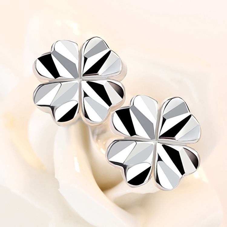 925银针四叶草车花耳钉女时尚气质轻奢节日送礼物