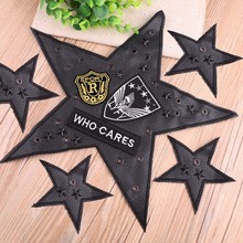 依绣刺绣布贴电脑绣花章潮流DIY五角星款大小版机车标服饰补丁贴