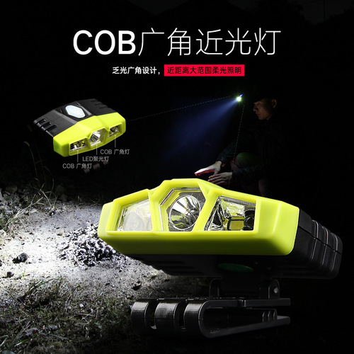 Cross-border supply infrared induction fishing headlamp clip-on cap lamp strong light outdoor hat brim lamp night fishing cob headlamp