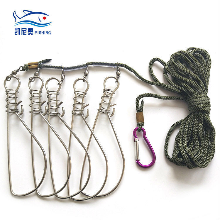 不锈钢路亚鱼锁 现货防缠绕尼龙绳鱼锁渔具配件不锈钢活鱼扣