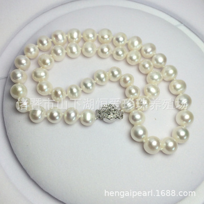 诸暨珍珠批发 9-10mm近圆形淡水珍珠成品项链批发 厂家直销|ru