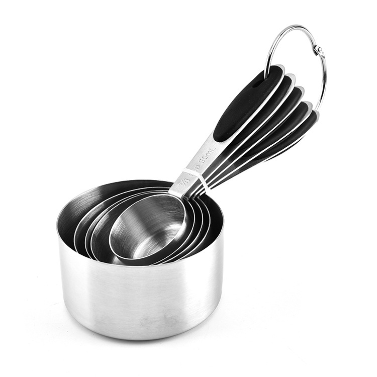 Directo de fábrica de acero inoxidable taza de medición de cinco piezas de café cuchara traje de condimento cuchara para hornear gadget utensilios de cocina