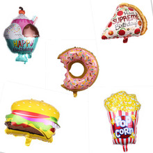 新款披萨热狗爆米花甜甜圈汉堡铝膜气球生日开业派对装饰气球批发
