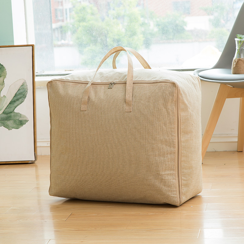 Bolsa de edredón portátil de gran capacidad de algodón y lino de estilo japonés, ropa impermeable, caja de almacenamiento suave, bolsa de embalaje de equipaje en movimiento, artefacto