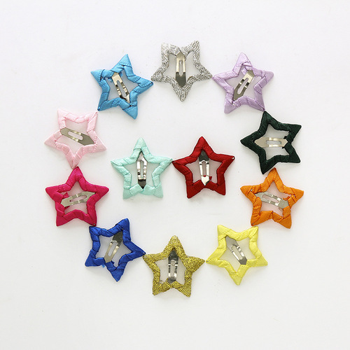Korean style one-price fabric BB clip children's hair accessories, five-pointed star does not hurt the hair edge clip children's hair accessories wholesale