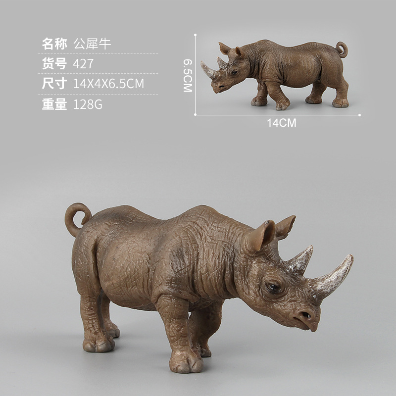 Exportación transfronteriza Amazon simulación de los niños bosque animal juguete sólido rinoceronte modelo creativo cognitivo adornos