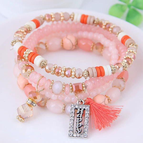 Fresh beaded bracelet with tassels, bead bracelet, Korean style, boho style, wholesale
