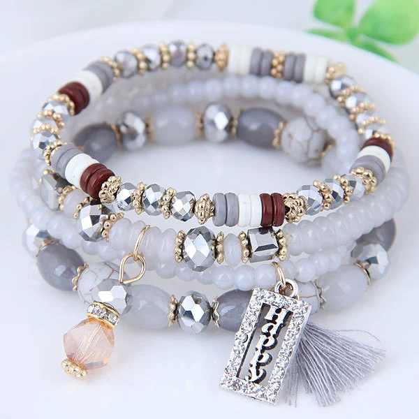 Fresh beaded bracelet with tassels, bead bracelet, Korean style, boho style, wholesale