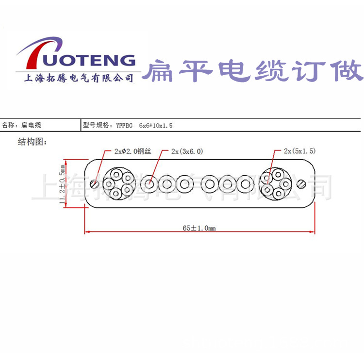 YFFB 4*6+5*1平起重机扁平电缆 加钢丝绳