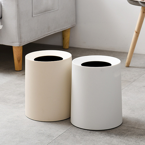Creative plastic round double-layer lidless trash can, household kitchen trash basket, bathroom office storage bucket