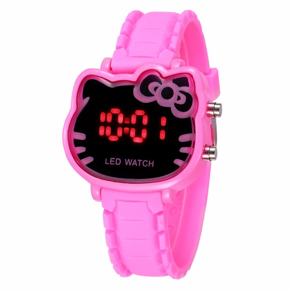 Niña linda de dibujos animados reloj chica Kitty niños LED estudiante electrónica moda chica reloj comercio exterior
