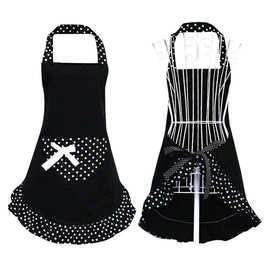 围裙厂家韩版可爱公主全棉围裙时尚格子天蓝色美甲美容围裙工作服