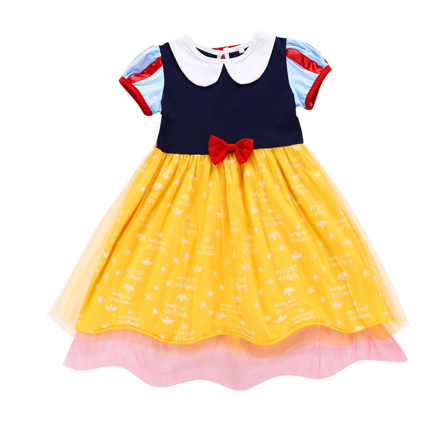 Snow White Princess Dress for Girls Yellow Tulle Summer Wear