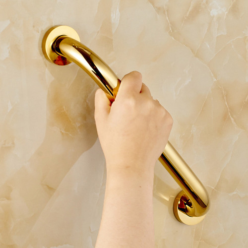 Bathroom toilet handrail for the elderly with knurled copper handrail European style electroplated black gold handrail handle bathroom