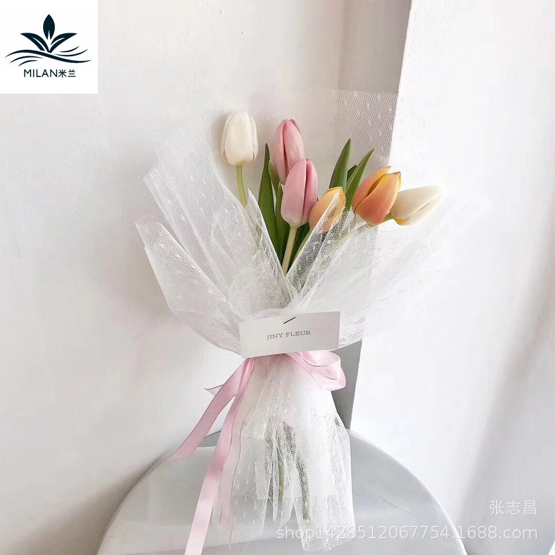 Milán Corea del Sur puntos hilo ramo de gasa de embalaje de flores de papel flor de malla de hadas de encaje de gasa