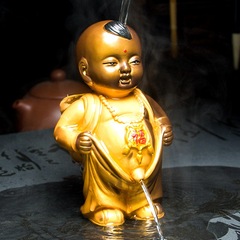 樹脂の変色のお茶の寵愛の置物のアイデアの尿の子供の茶器の部品の紫砂の小僧の個性は子供のお茶を噴き出して遊びます。