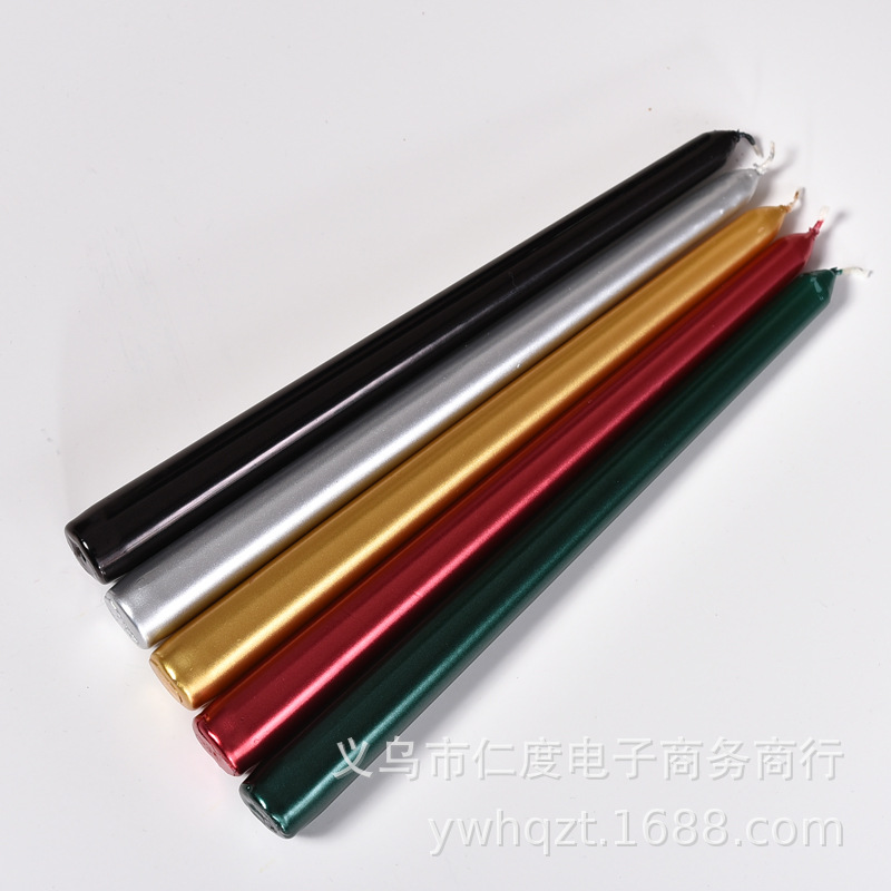 De estilo europeo de vela electrochapada vela de cumpleaños de oro y plata Rojo Negro cónico cera vela de la boda