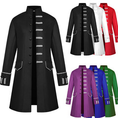 Mandarin Collar Steampunk Retro Long-Style Men's Jacket with European and American Style