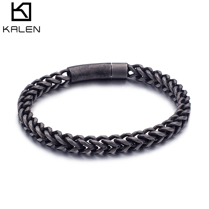 Korean version of titanium steel men's simple bracelet stainless steel men's personality retro hip-hop fashion jewelry wholesale