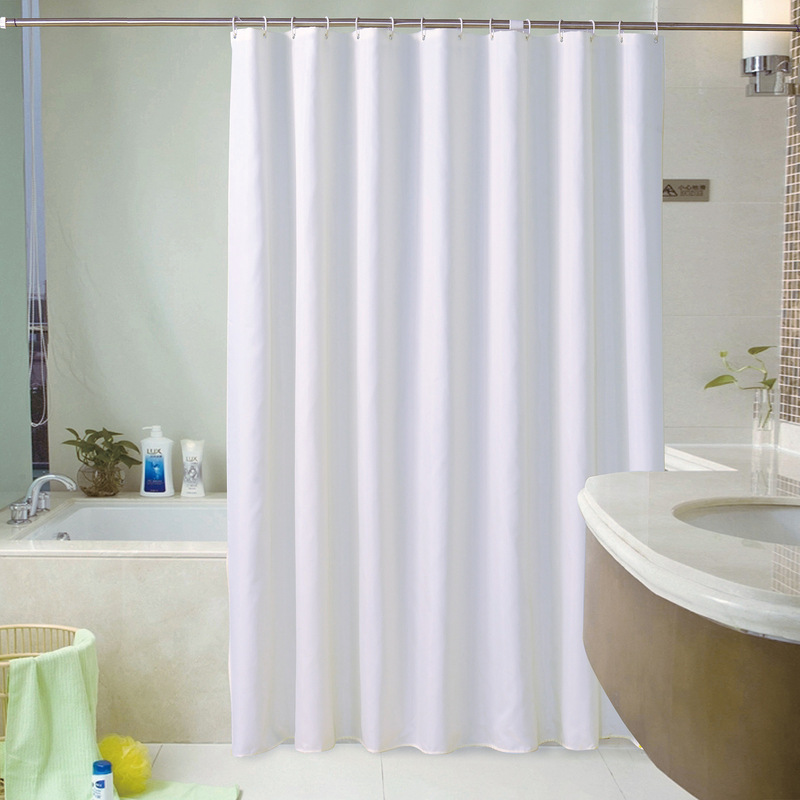 Cross-border shower curtain White thickened non-transparent cloth plain shower curtain polyester hotel waterproof shower curtain wholesale Cross-border shower curtain White thickened non-transparent cloth plain shower curtain polyester hotel waterproof shower curtain wholesale