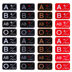 New blood type stamp armband A- B- AB- O-Velcro stamp PVC blood type bag sticker hat sticker