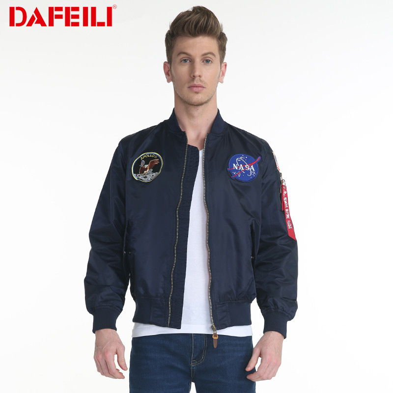 DAFEILI spring and autumn thin APOLLO APOLLO NASA US Air Force MA-1 bomber jacket coat men and women