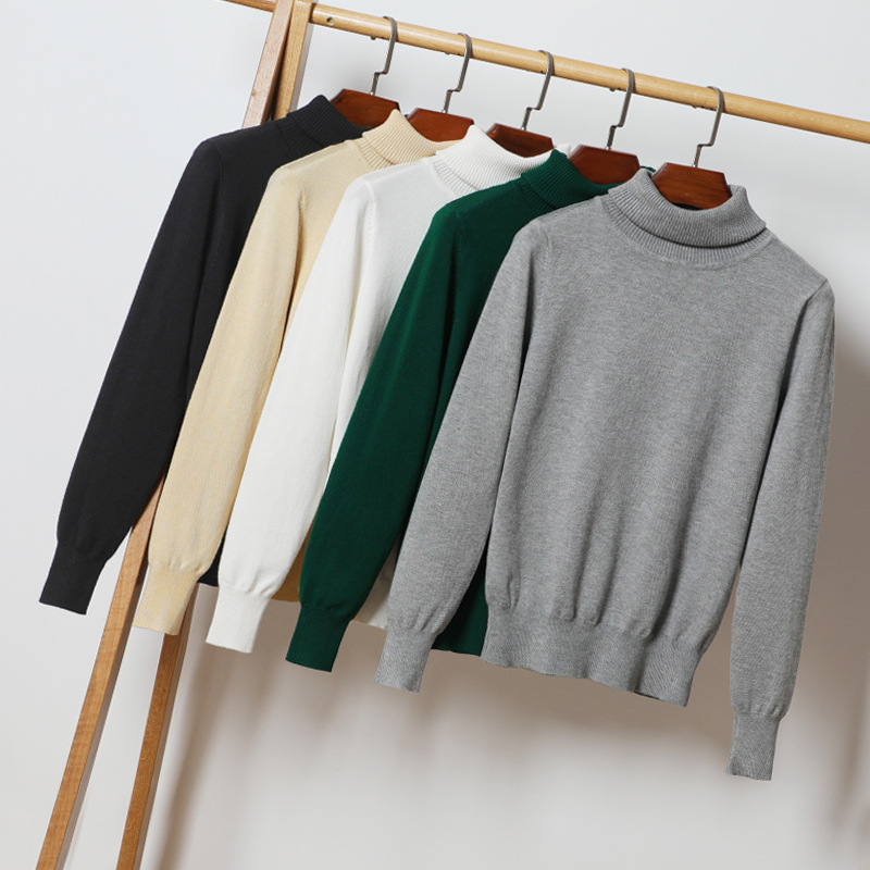 Turtleneck Sweater Autumn and Winter Knitwear Women's Large Size Thin Autumn and Winter Wear Slimming Slim-Fit Base Shirt Long Sleeve Outer Wear