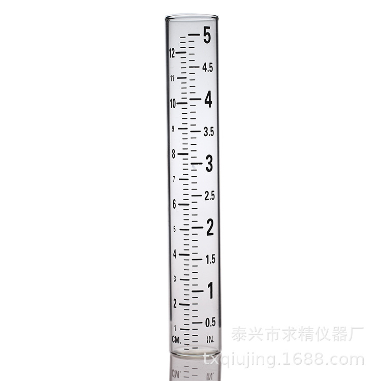 玻璃量雨器刻度5英寸20*140和 22*140户外雨水测量可印刷规格齐全