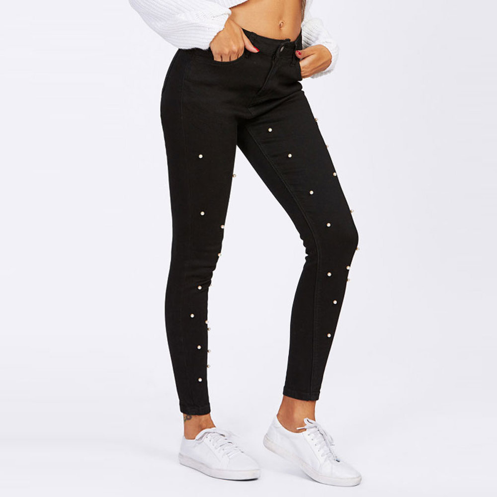 Pantalones vaqueros negros de mujer Black Pearl, primavera 2025, venta al por mayor en Amazon, Wish, AliExpress, eBay y sitios independientes.