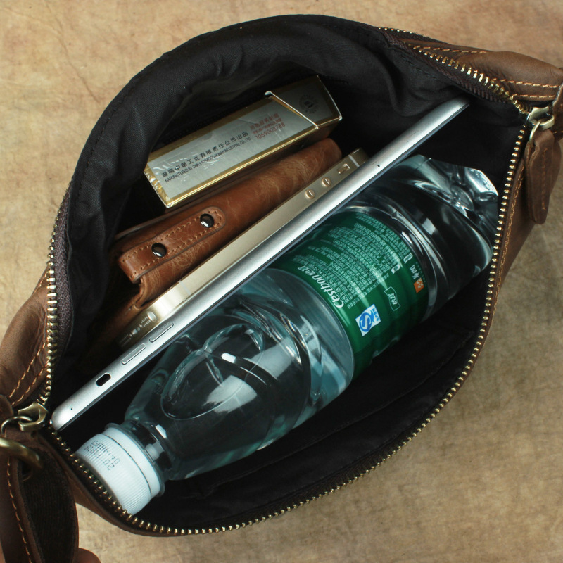 Guchao Ke verano nuevo estilo bolso de cuero para hombre bolso de pecho de cuero de caballo loco retro capa de cuero bolso de mensajero de hombro bolso de marea