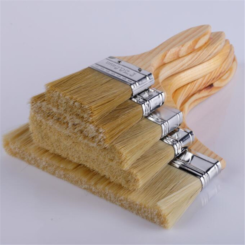 Fuente de la fábrica mango de madera cepillo de pintura de 4 pulgadas cepillo de pintura cepillo marrón cepillo de pared herramienta de cepillo barbacoa marina