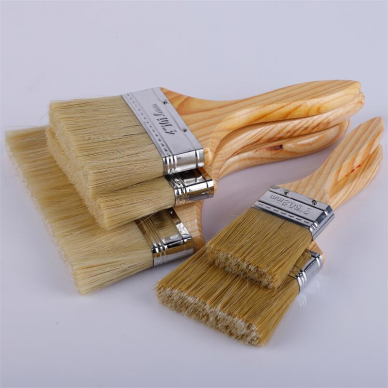 Fuente de la fábrica mango de madera cepillo de pintura de 4 pulgadas cepillo de pintura cepillo marrón cepillo de pared herramienta de cepillo barbacoa marina