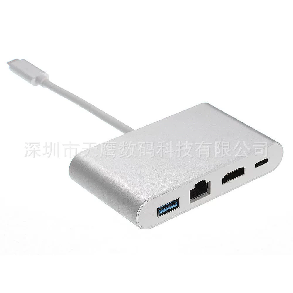 Переходник TYPE-C с HDMI, многомодульный кабель-переходник USB 3.1 в HDMI+RJ45+USB