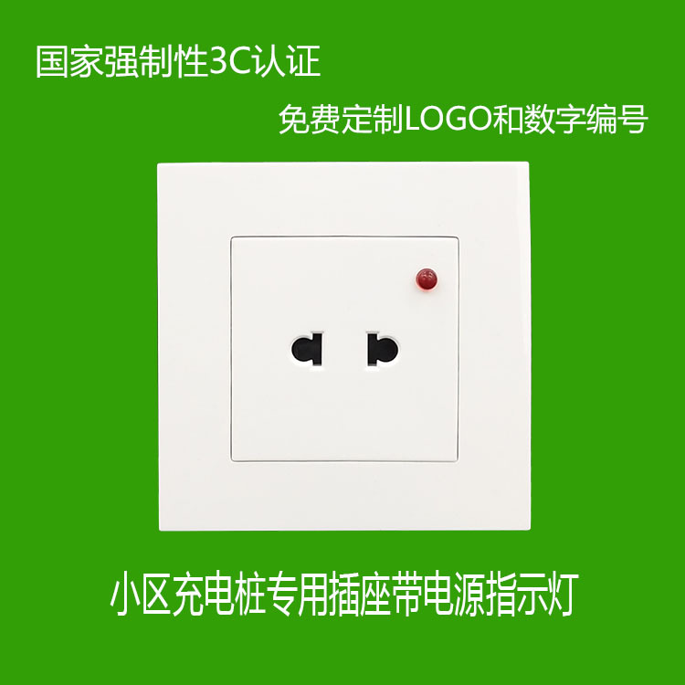 两孔二孔插座带电源指示灯 墙壁开关插座小区电瓶车充电插座