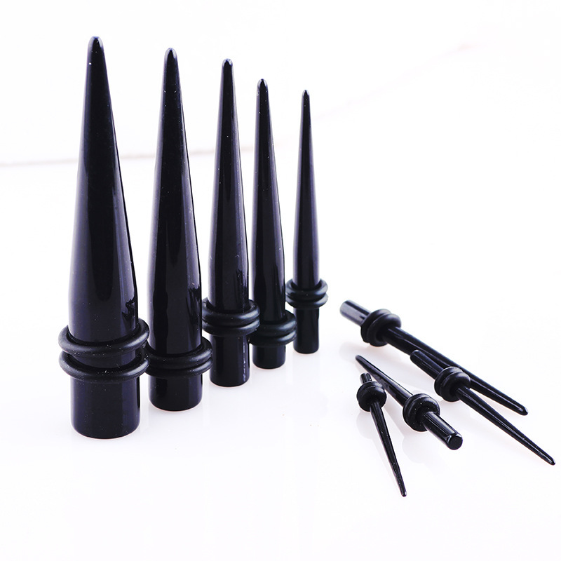 Trendy Black Pointed Cone Auricle Non-Mainstream Black Acrylic Ear Expander Ear Expander European and American Cross-In-Ear Expansion