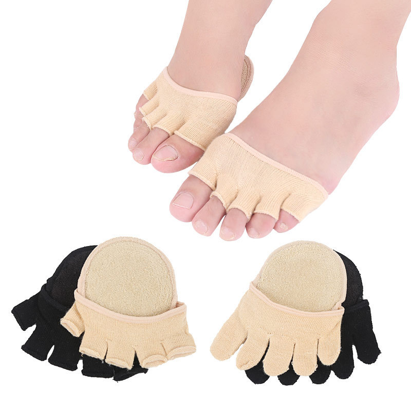 Summer short wholesale half-cut socks invisible open-toe thin low-cut high-heeled shoes toe children five-finger socks open-toe black