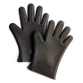 硅胶手套厨房烘焙防烫隔热耐高温五指手套加棉加厚防滑微波炉手套